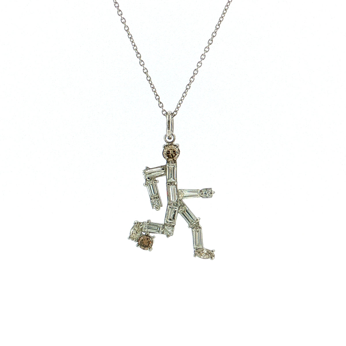1.26 Diamond Soccer Player Pendant Necklace Platinum