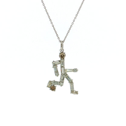 1.26 Diamond Soccer Player Pendant Necklace Platinum