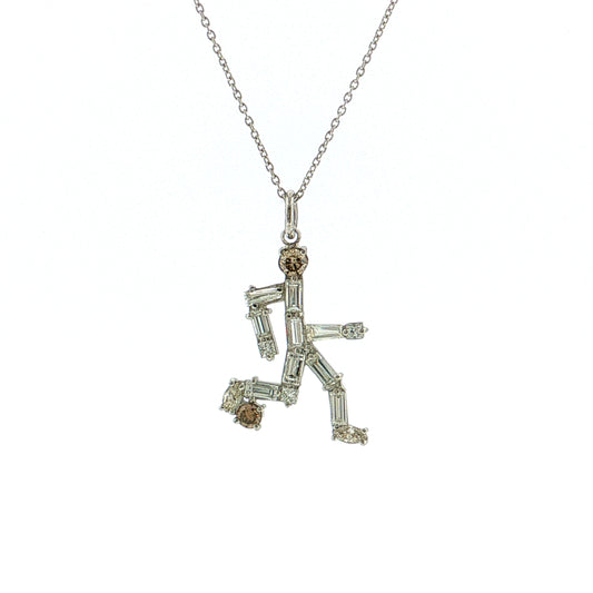 1.26 Diamond Soccer Player Pendant Necklace Platinum