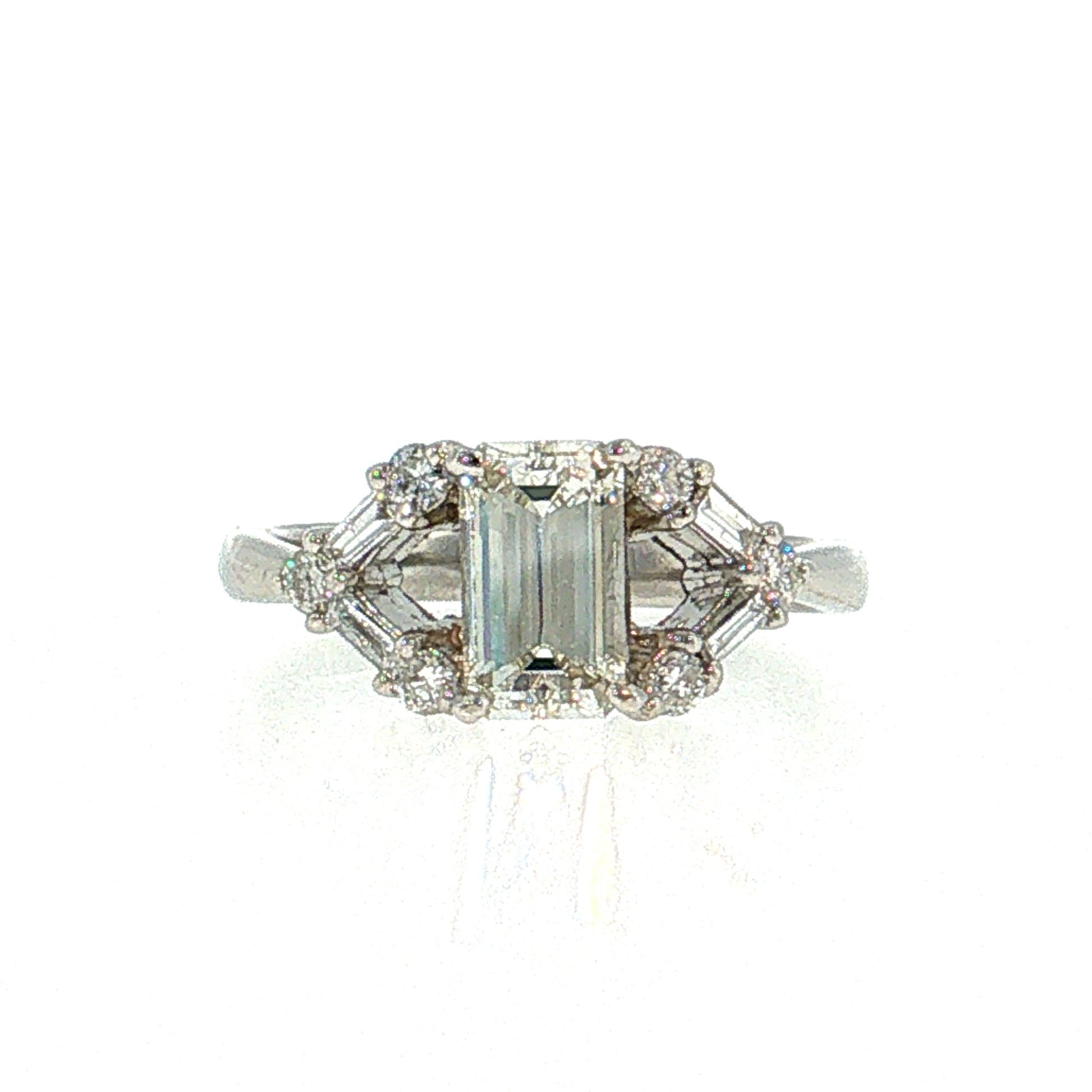 1.26 Emerald Cut Diamond Engagement Ring Platinum