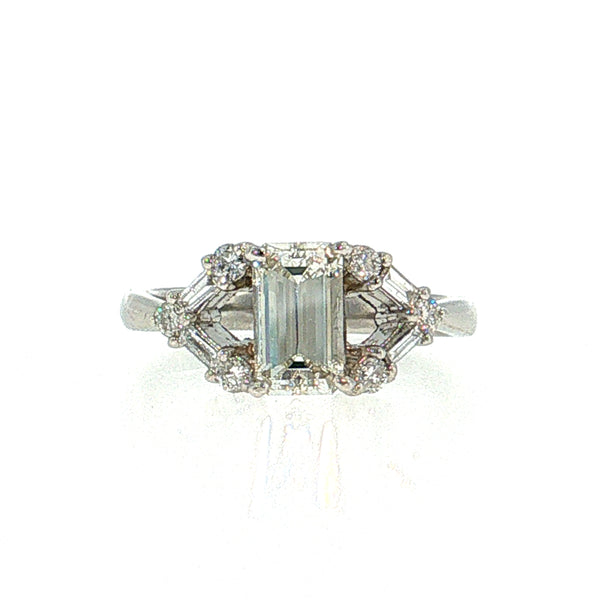 Emerald Cut Diamond Engagement Ring Platinum