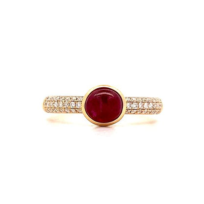 1.27 Bezel Ruby Stacking Ring in 18k Yellow Gold
