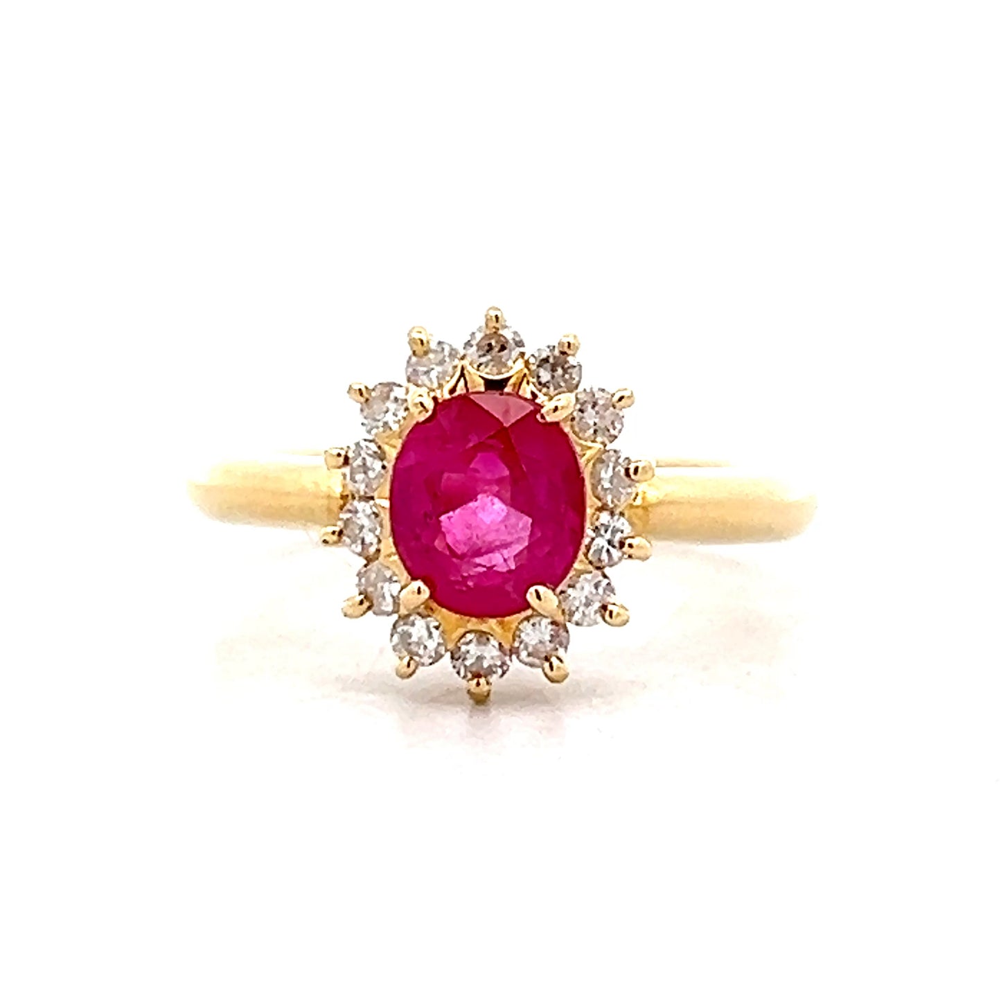 1.27 Ruby & Diamond Halo Engagement Ring in 18k