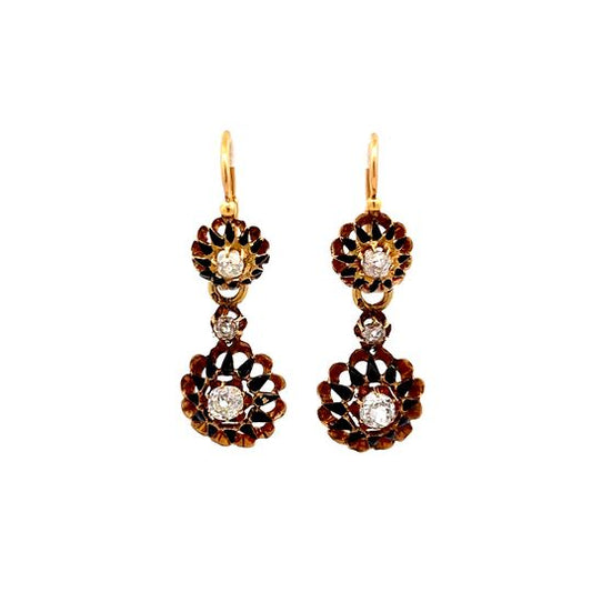 1.27 Victorian Day and Night Earrings in 18k Yellow Gold