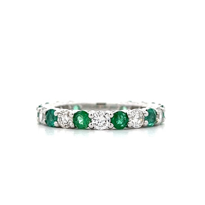 1.30 Emerald & Diamond Wedding Band in 18k White Gold