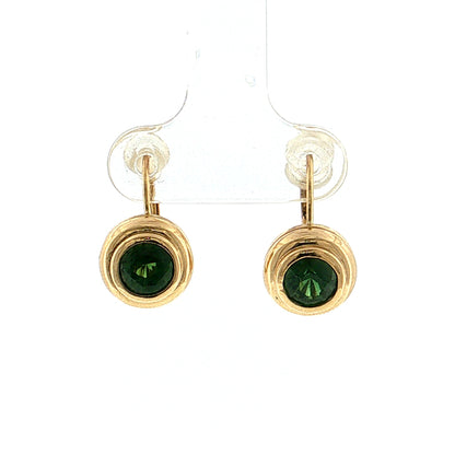1.30 Green Sapphire Drop Earrings 14k Yellow Gold