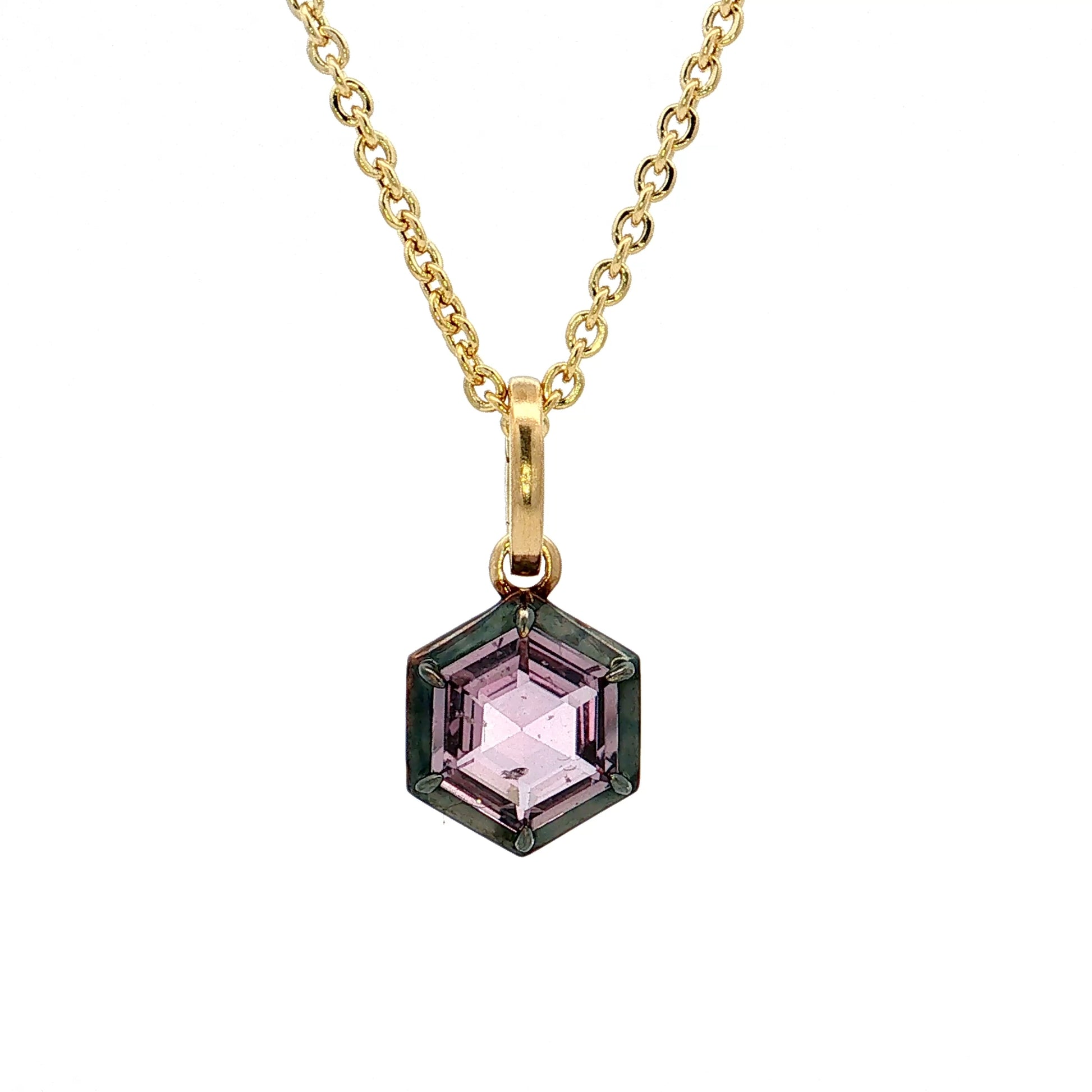 1.30 Hexagon Sapphire Pendant Necklace 18k & 14k