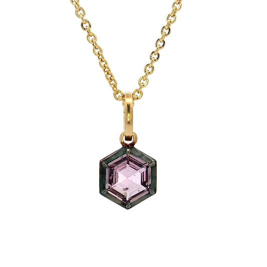 1.30 Hexagon Sapphire Pendant Necklace 18k & 14k