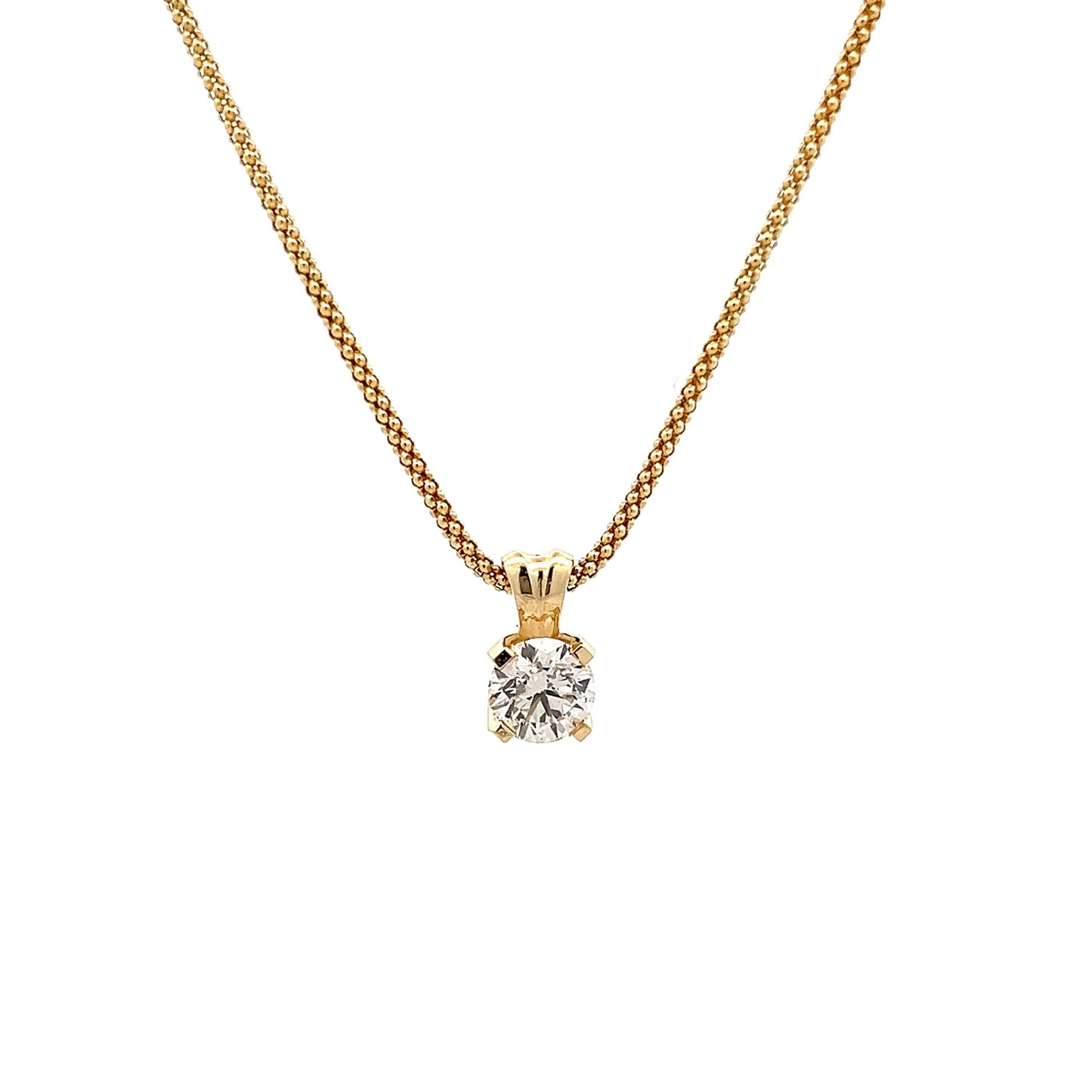 1.31 Diamond Solitaire Pendant Necklace in 14k Yellow Gold