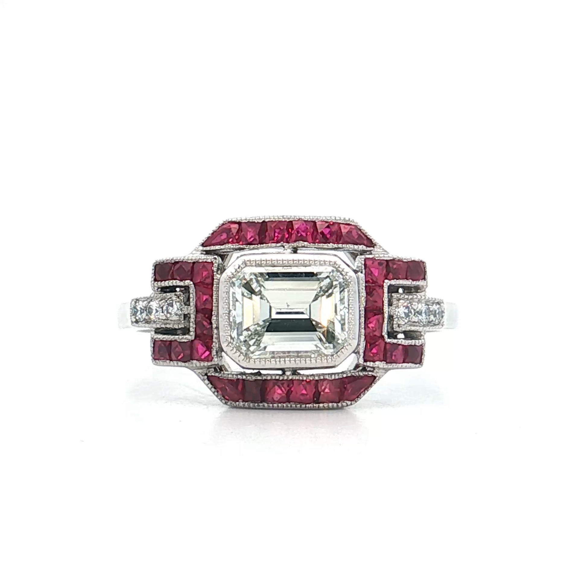 1.32 Emerald Cut Diamond Engagement Ring Platinum