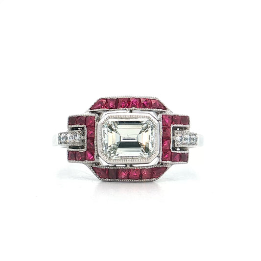 1.32 Emerald Cut Diamond Engagement Ring Platinum
