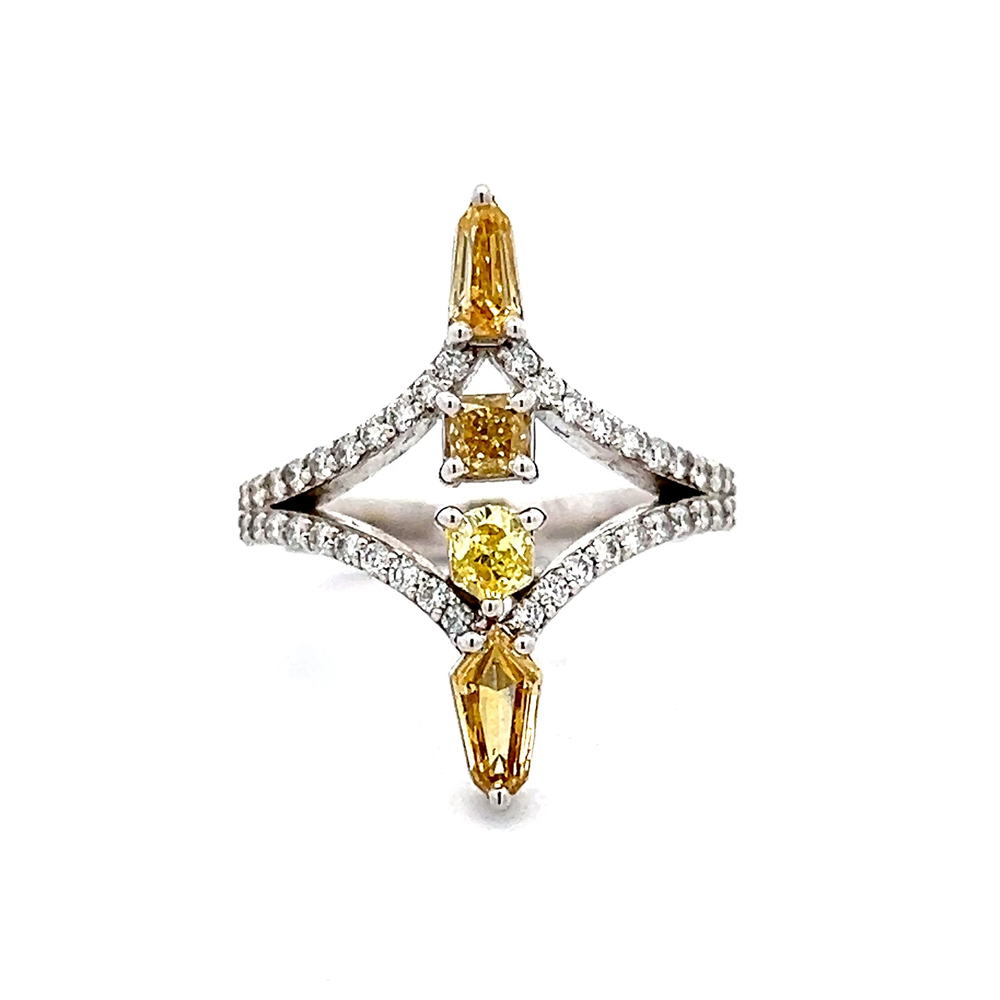 1.33 Mixed Diamond Cocktail Ring in 18k White Gold