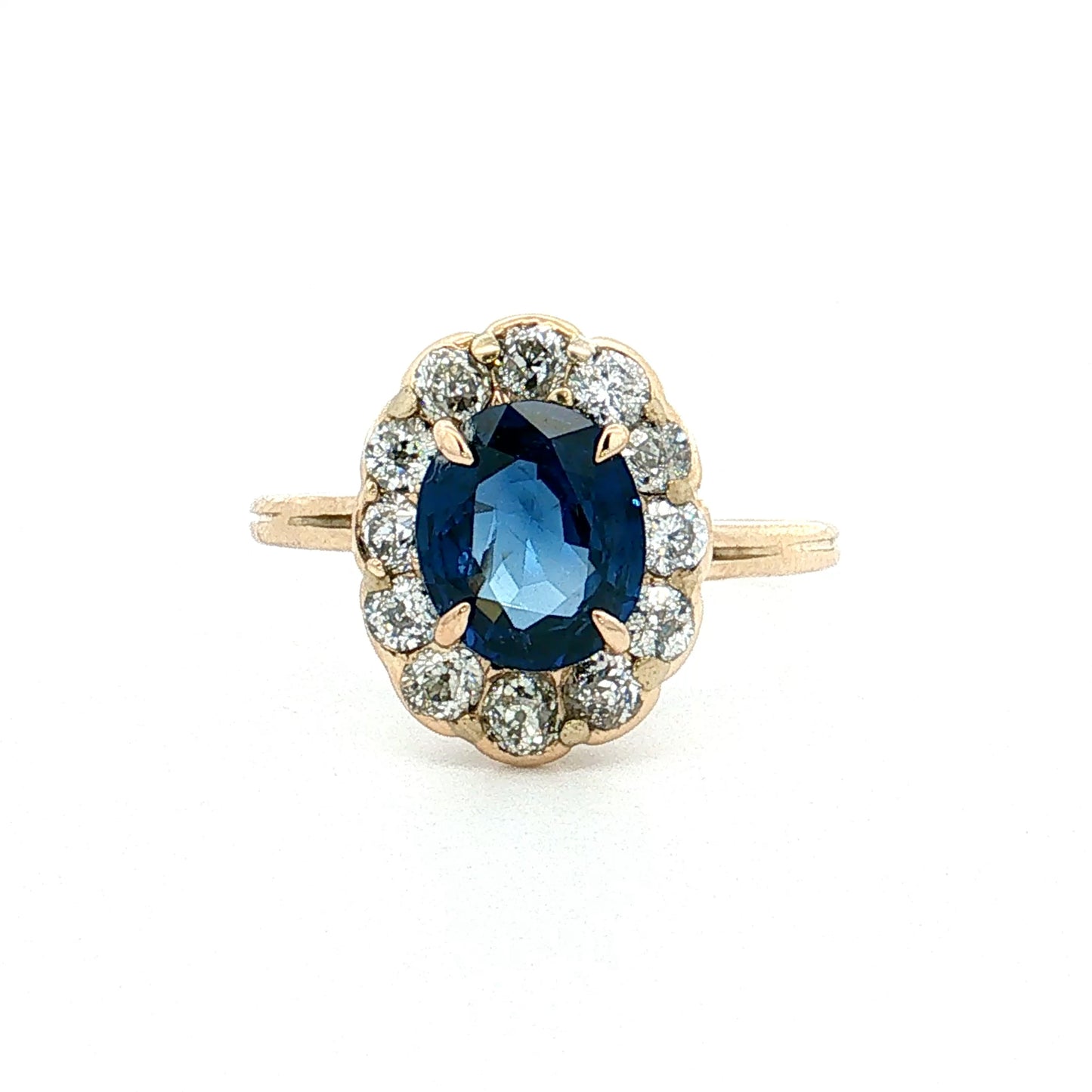 1.33 Victorian Blue Sapphire Halo Engagement Ring 14k