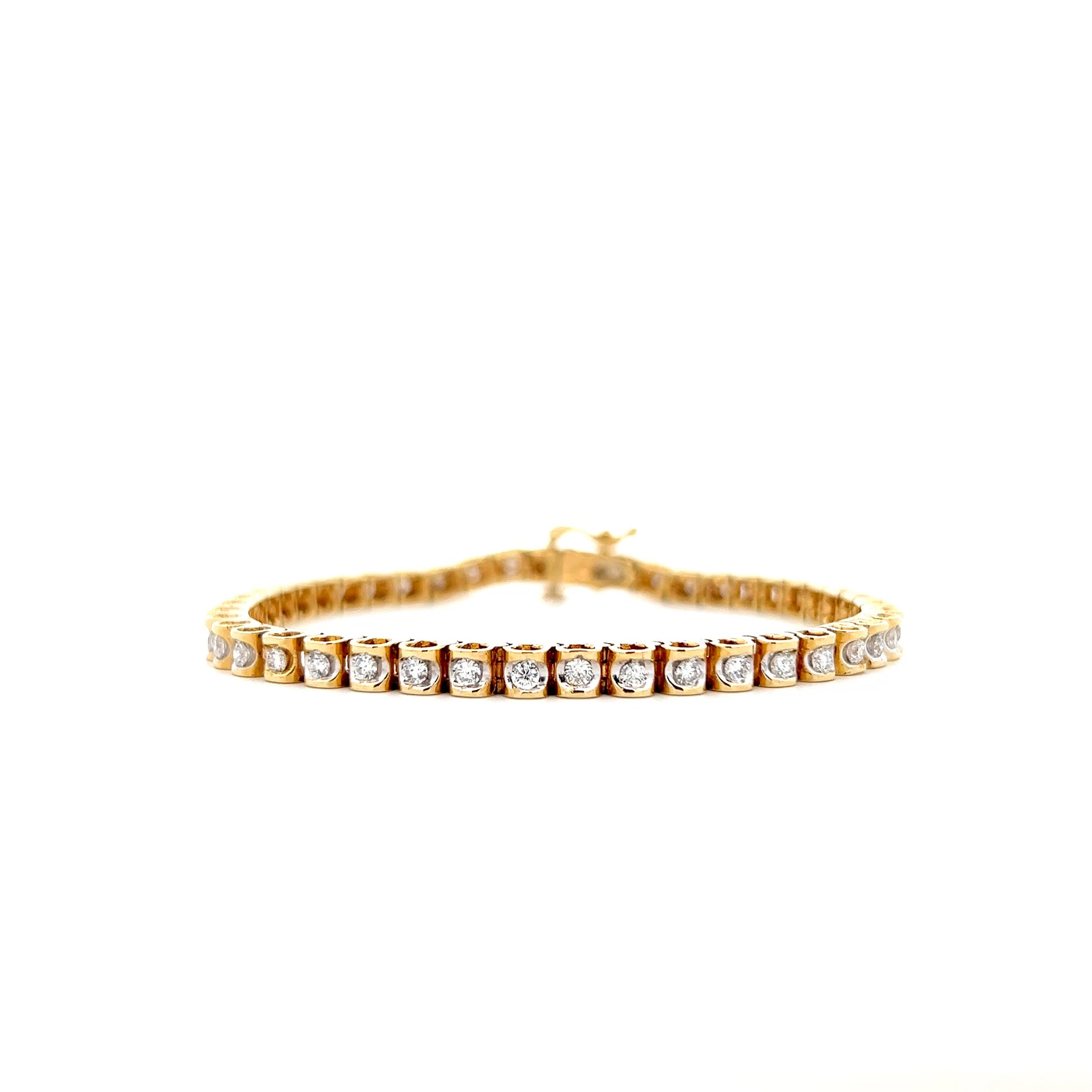 1.35 Bezel Diamond Tennis Bracelet in 14k