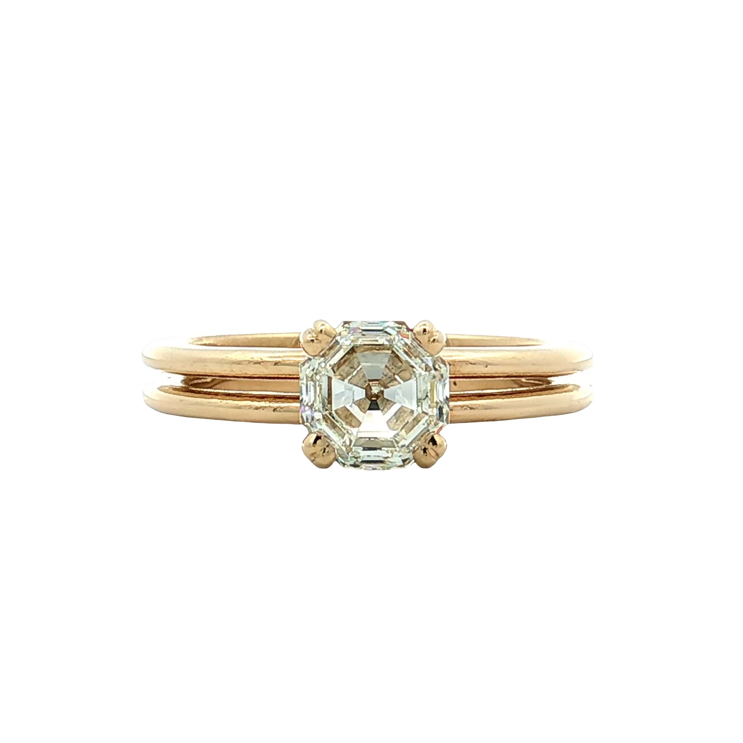 1.37 GIA Octagon Step Cut Diamond Engagement Ring 14k
