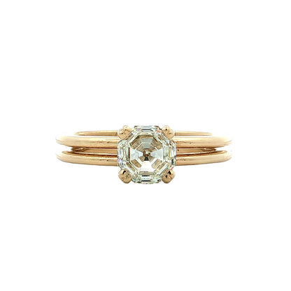1.37 GIA Octagon Step Cut Diamond Engagement Ring 14k