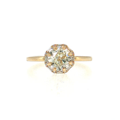 1.38 Modern Diamond Halo Engagement Ring 14k Yellow Gold
