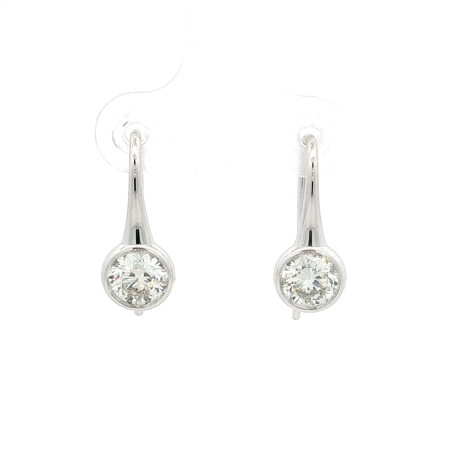 1.40 Bezel Diamond Drop Earrings 18k White Gold
