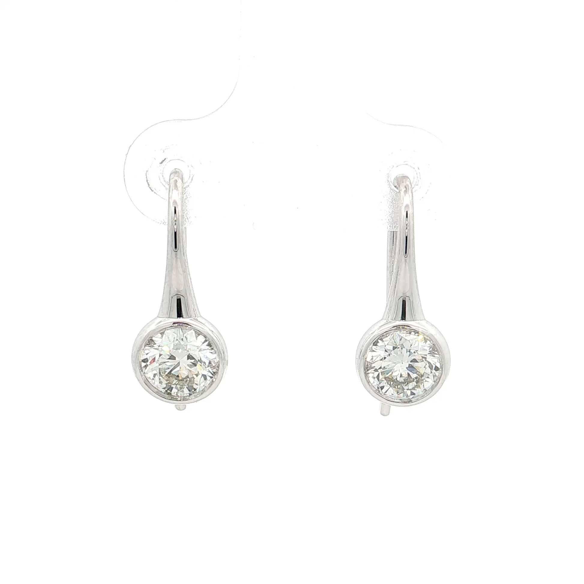 1.40 Bezel Diamond Drop Earrings 18k White Gold
