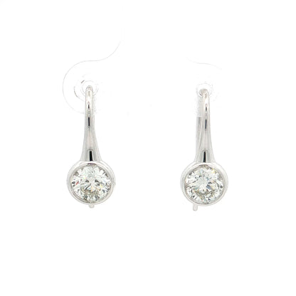 1.40 Bezel Diamond Drop Earrings 18k White Gold