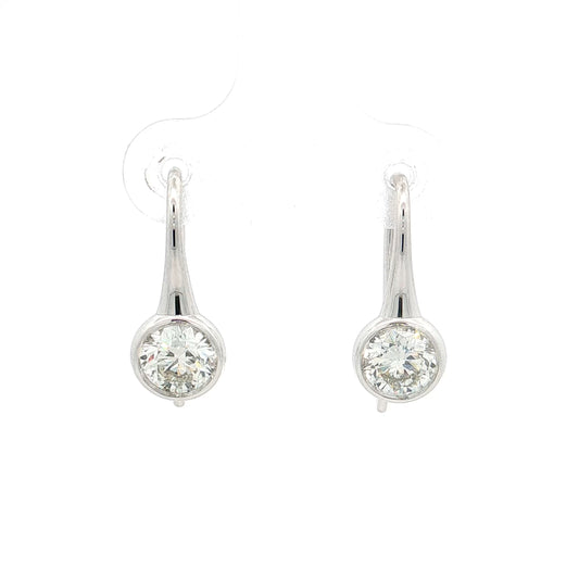 1.40 Bezel Diamond Drop Earrings 18k White Gold