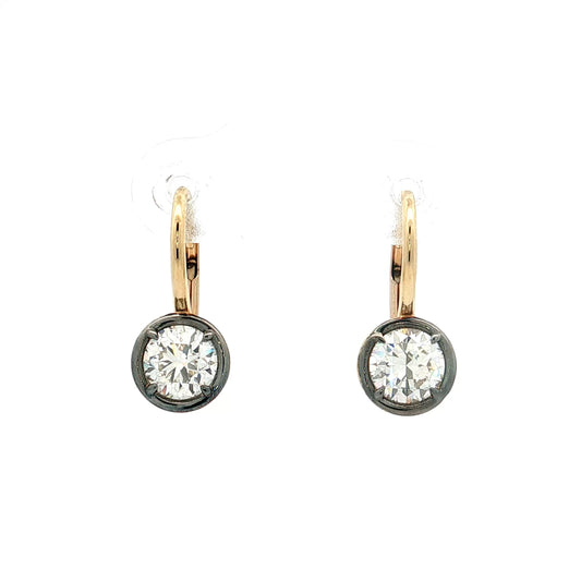 1.40 GIA Diamond Drop Earrings 18k Yellow Gold
