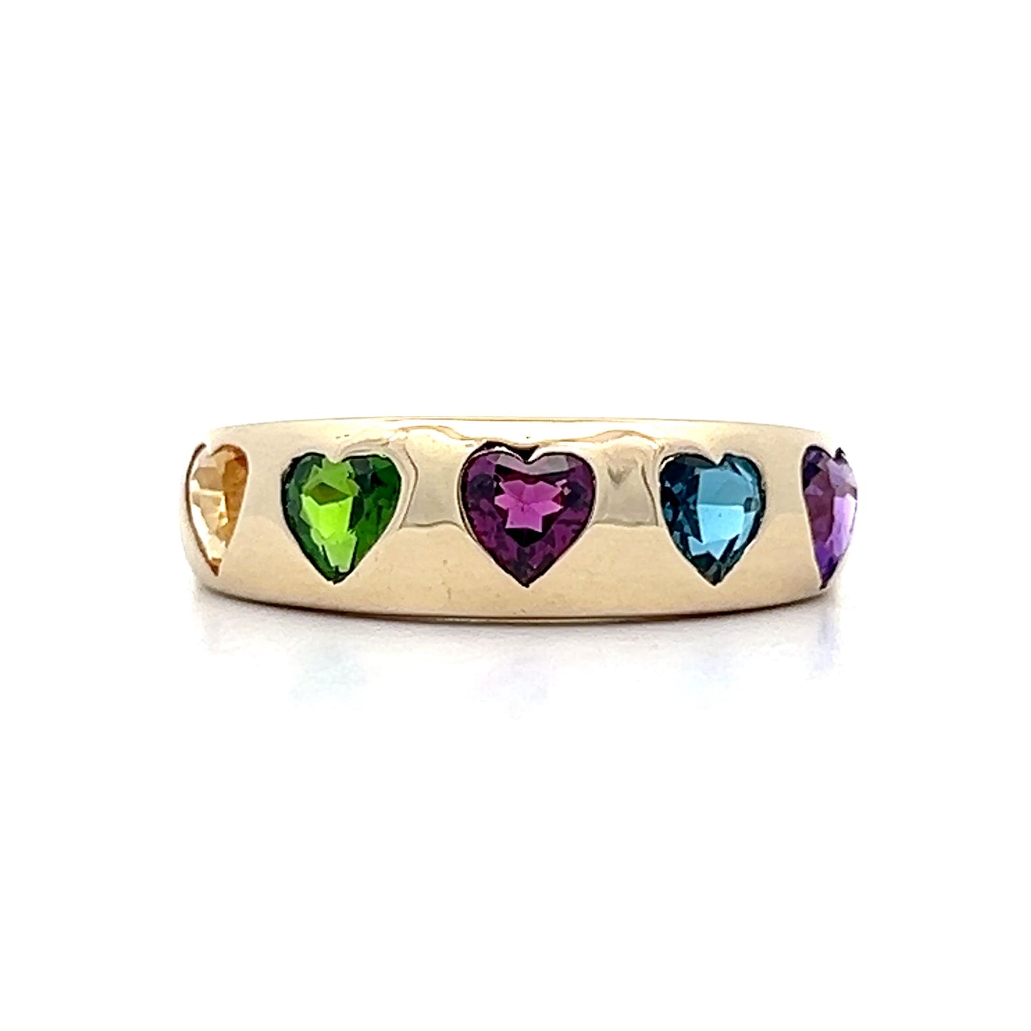 1.40 Heart Shaped Multi-Gemstone Ring in 14k