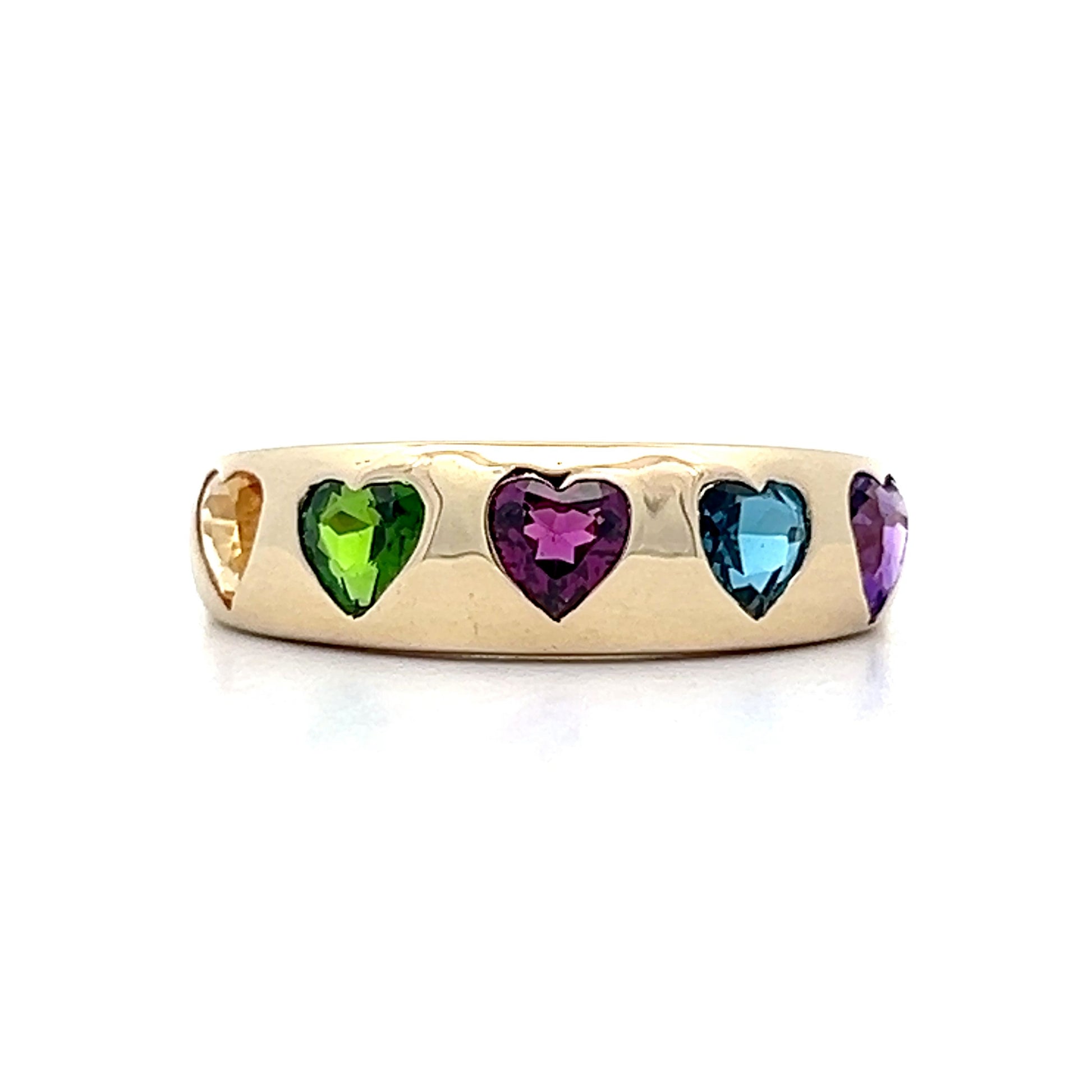 1.40 Heat Shaped Multi-Gemstone Ring in 14k