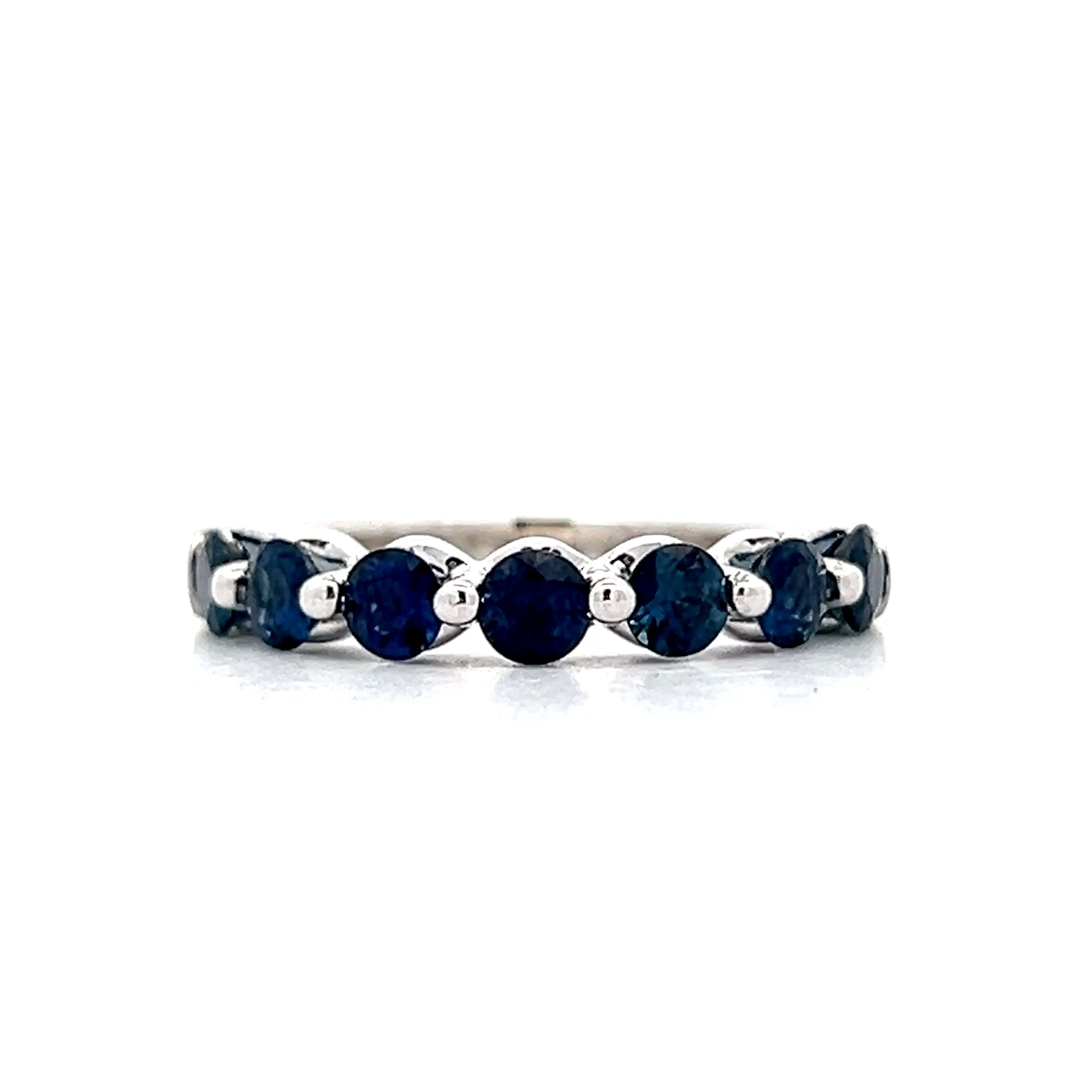 1.40 Round Cut Blue Sapphire Band in 14k