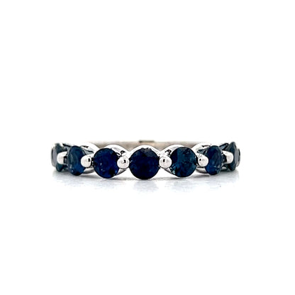 1.40 Round Cut Blue Sapphire Band in 14k