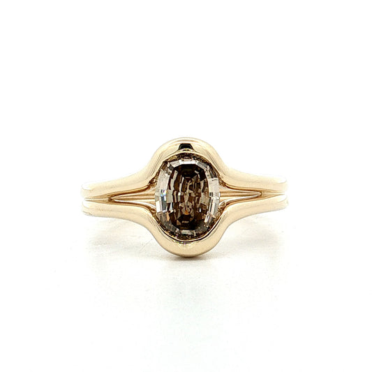 1.41 Step Cut Oval Diamond Engagement Ring 14k