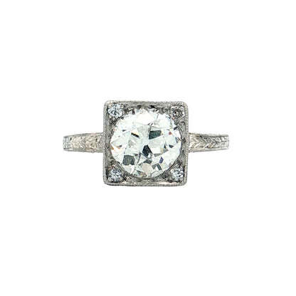 1.42 Antique Old European Diamond Engagement Ring Platinum