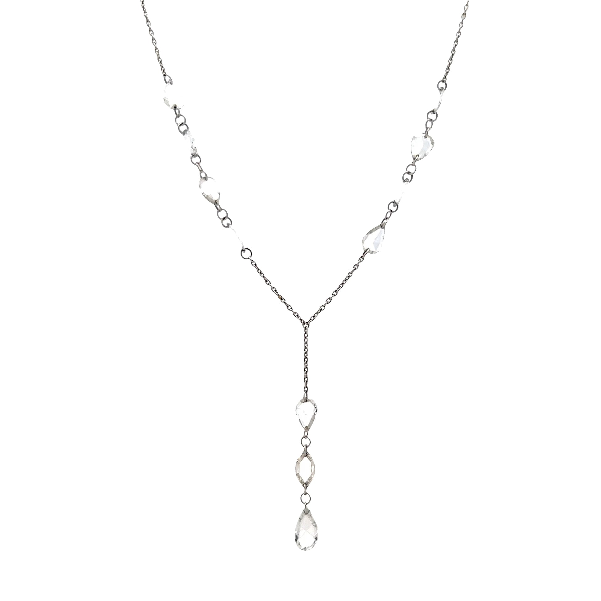 1.43 Pear Cut Diamond Drop Necklace in 18k White Gold
