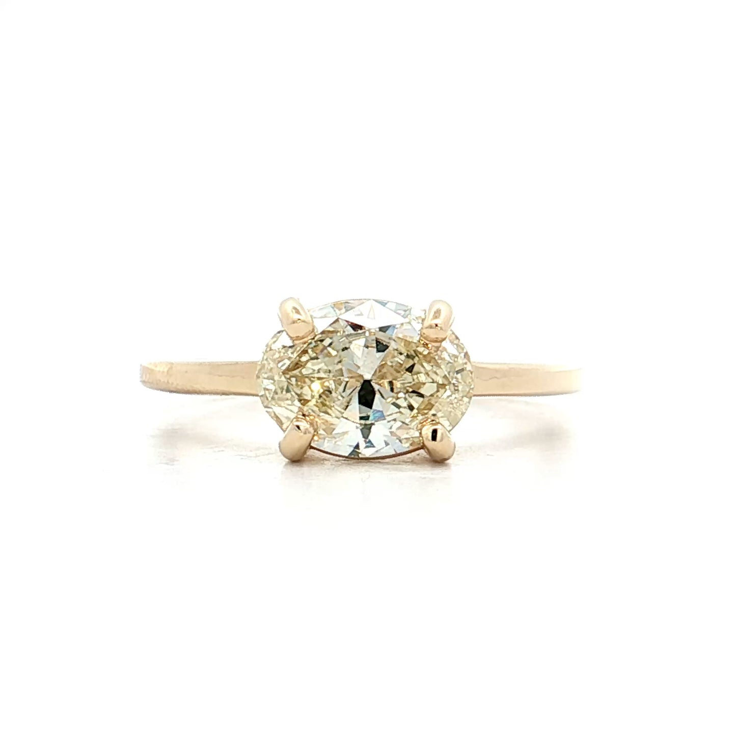 1.44 Oval East-West Diamond Engagement Ring 14k