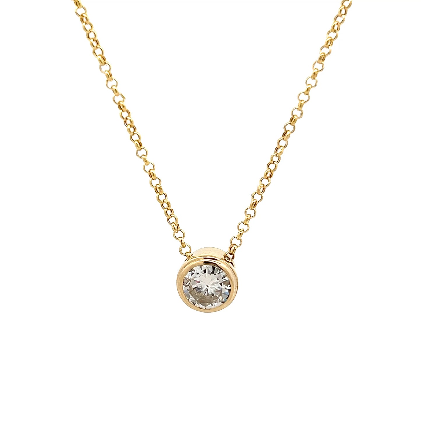 1.45 GIA Diamond Pendant Necklace 14k Yellow Gold