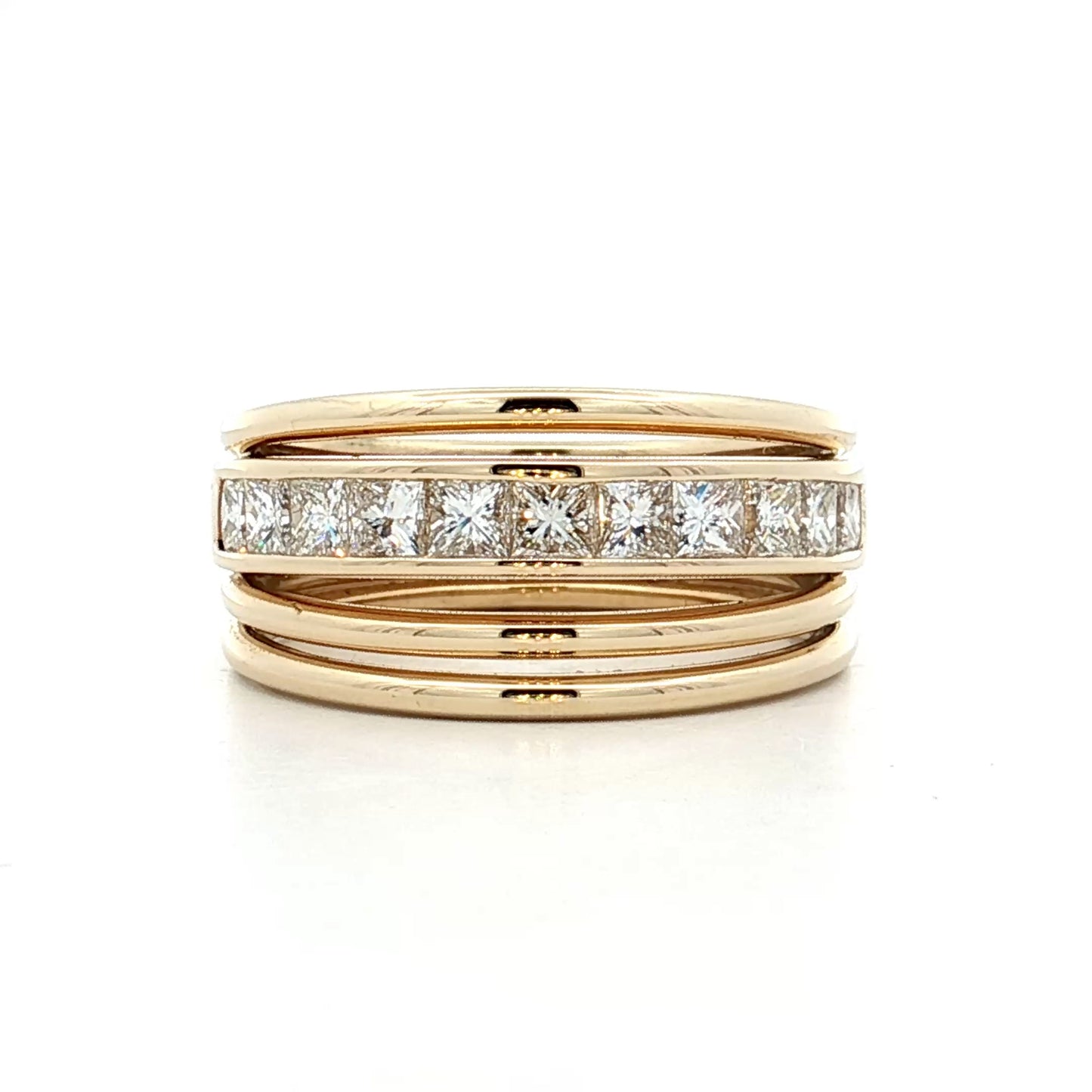1.45 Princess Cut Diamond Cocktail Ring 14k Yellow Gold