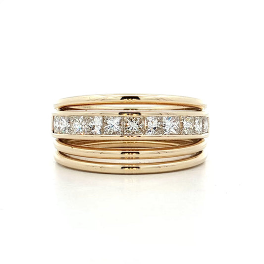 1.45 Princess Cut Diamond Cocktail Ring 14k Yellow Gold