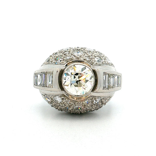 1.45 Vintage Art Deco Diamond Cocktail Ring Platinum