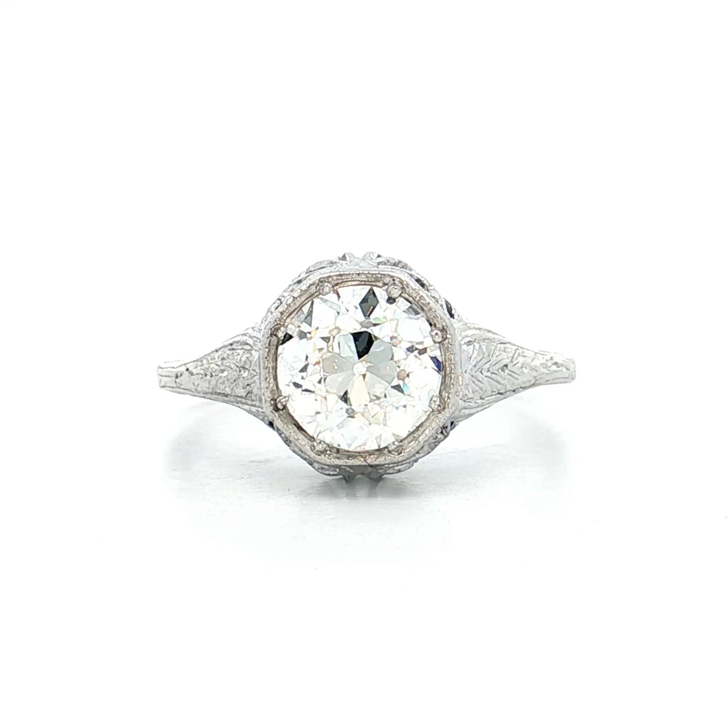 1.46 Vintage Old Euro Diamond Engagement Ring 18k