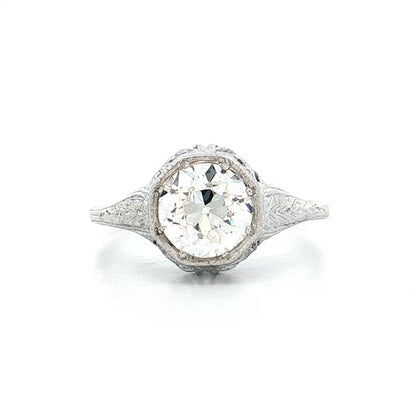 1.46 Vintage Old Euro Diamond Engagement Ring 18k