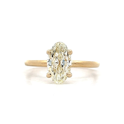 1.48 Antique Moval Diamond Engagement Ring in 14k
