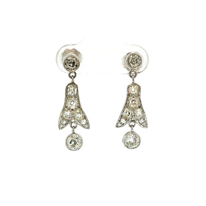1.48 Art Deco Diamond Drop Earrings Platinum