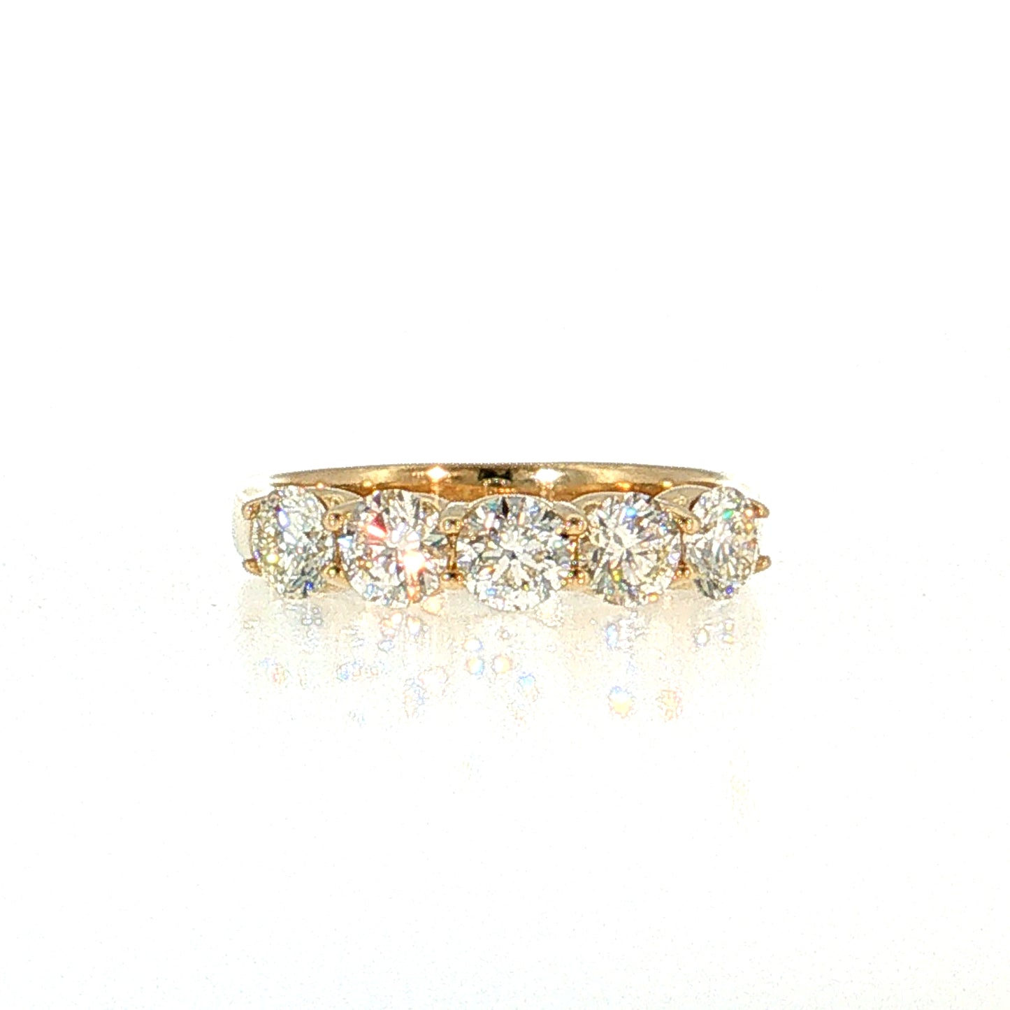 1.48 Diamond Five Stone Wedding Band 14k Yellow Gold