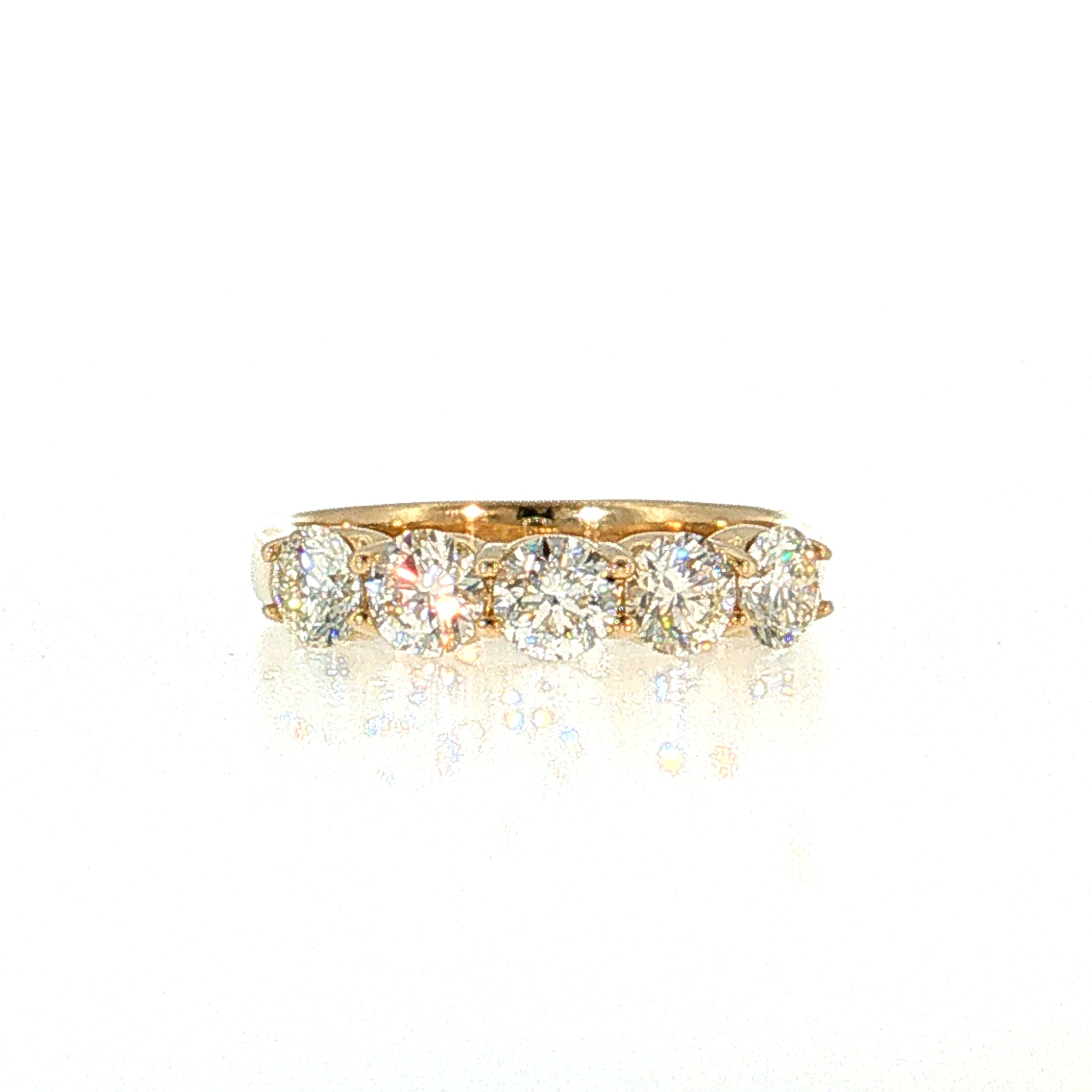 1.48 Diamond Five Stone Wedding Band 14k Yellow Gold