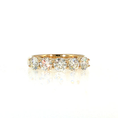 1.48 Diamond Five Stone Wedding Band 14k Yellow Gold