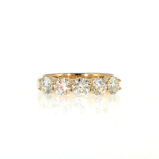 1.48 Diamond Five Stone Wedding Band 14k Yellow Gold