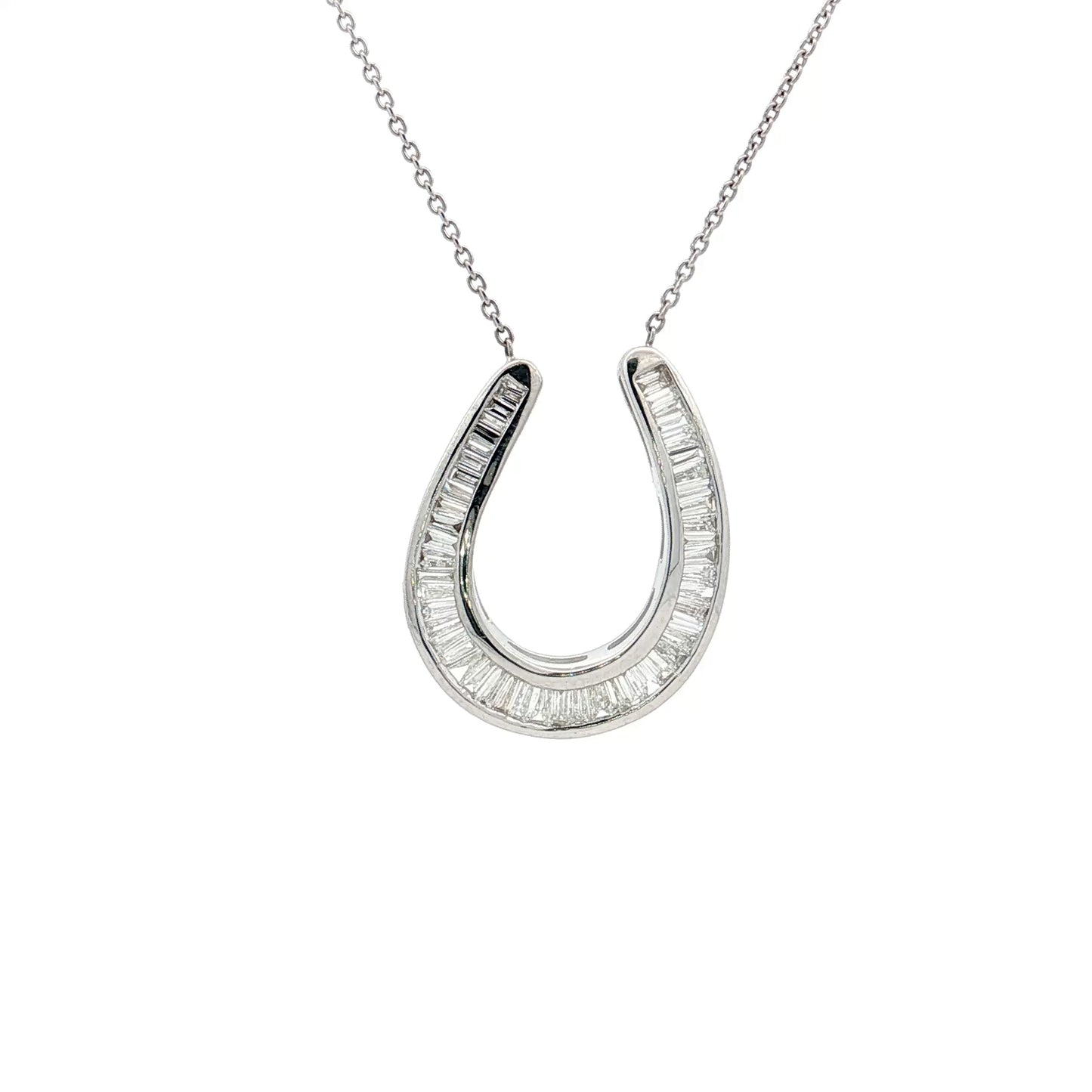 1.50 Baguette Diamond Horseshoe Pendant 18k
