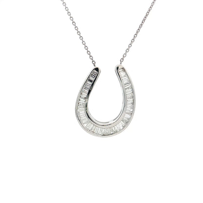 1.50 Baguette Diamond Horseshoe Pendant 18k