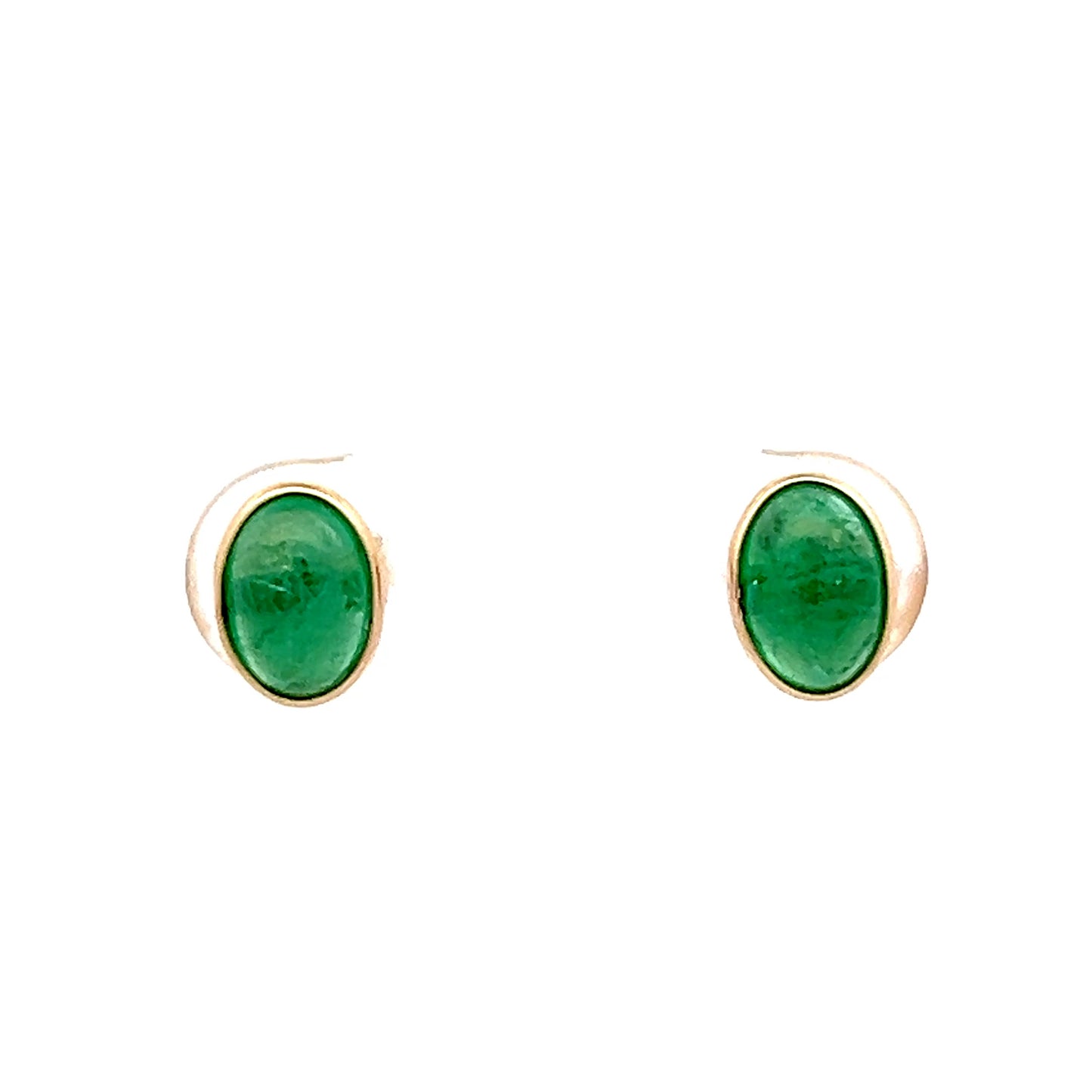 1.50 Cabochon Emerald Stud Earrings in 14k