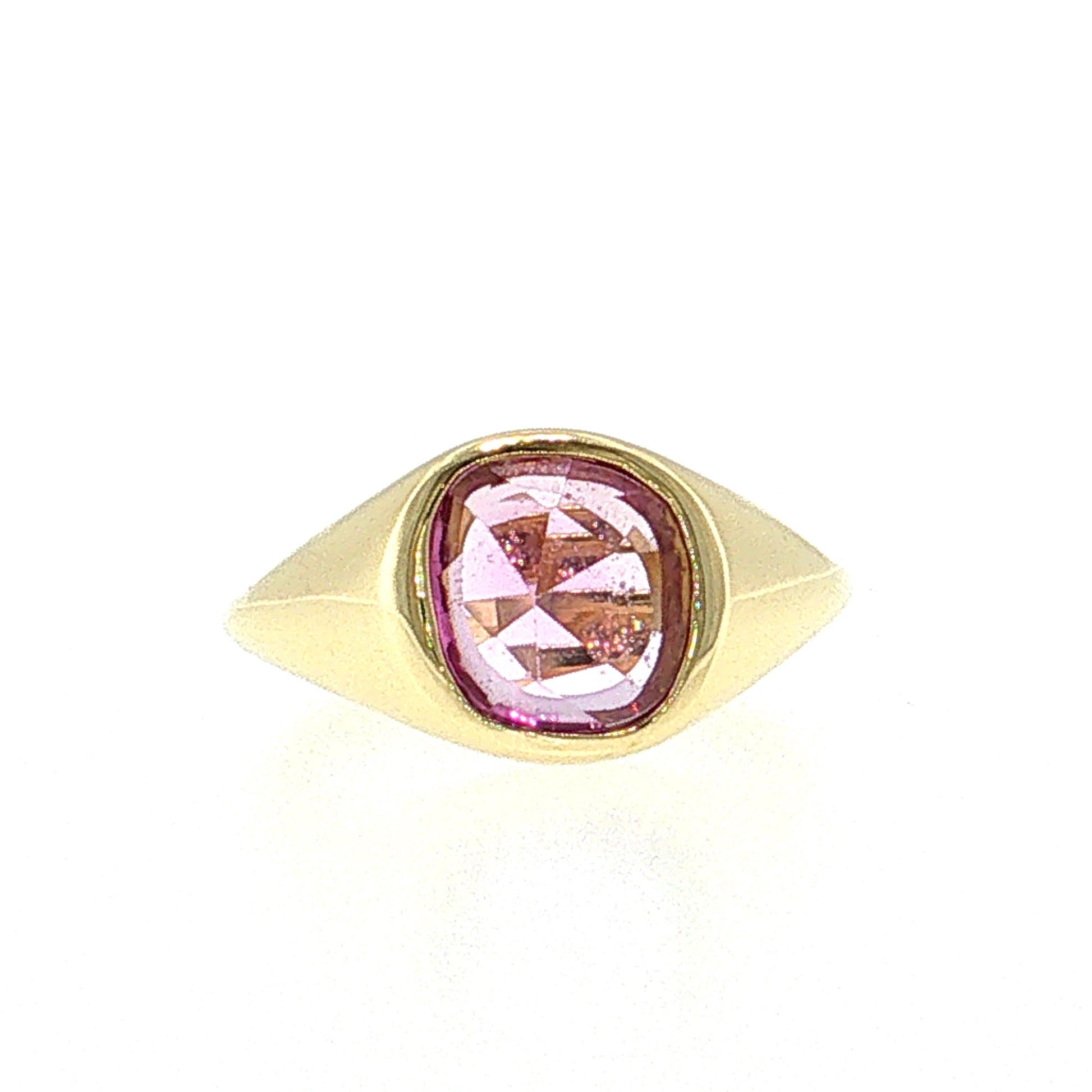 1.50 Cushion Rose Cut Pink Sapphire Ring 18k
